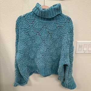 Blue crocheted sweater - brand new with tags